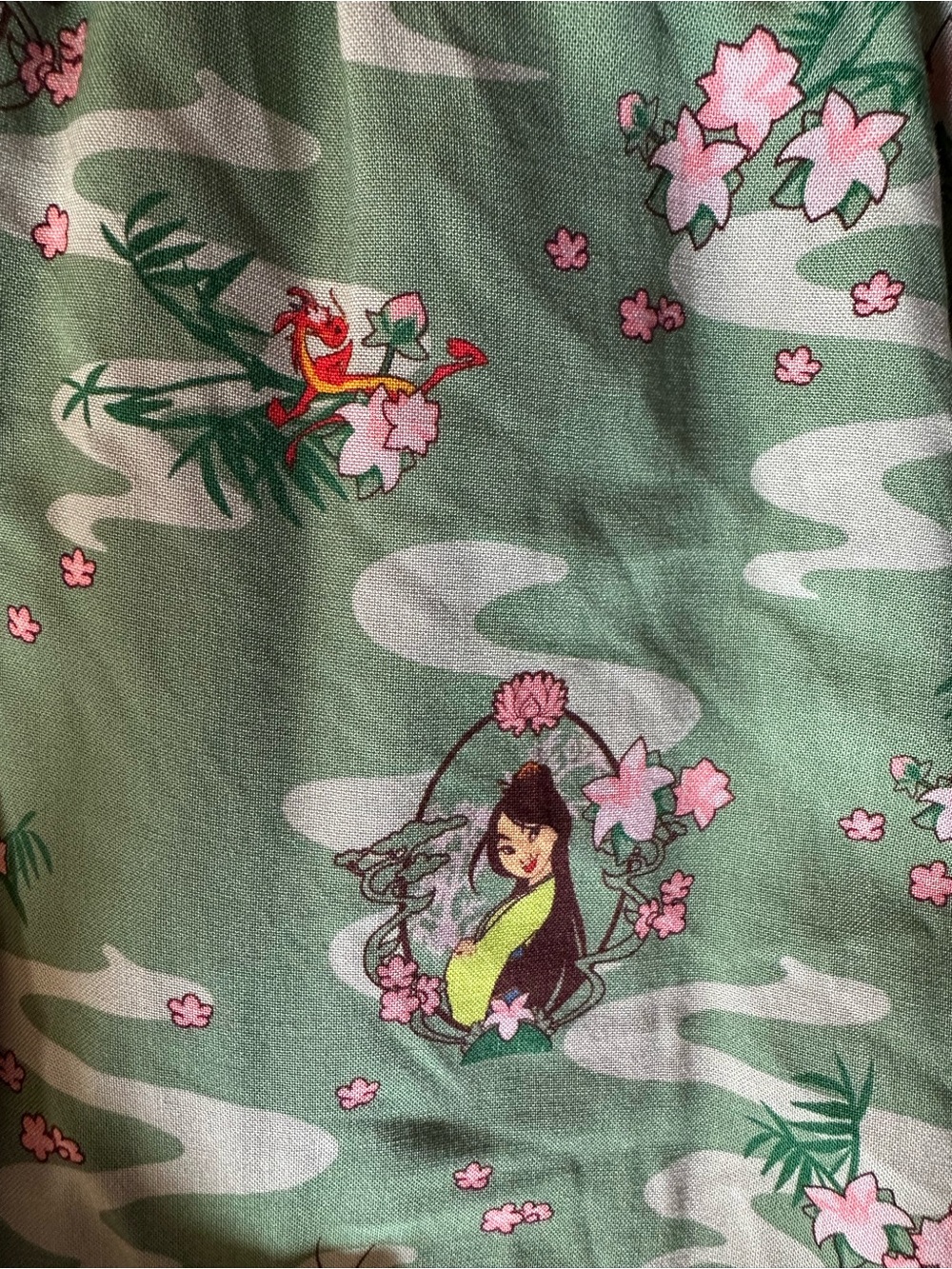 Disney Mulan Princess Mint Green Floral Puff-Sleeve Midi Dress - Picture 3 of 16